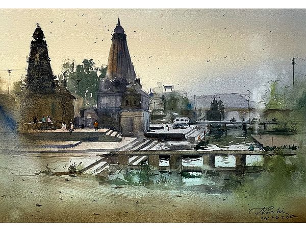 Ganesha Temple | Watercolor On Paper | Nishikant Palande