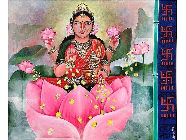 Goddess Lakshmi | Acrylic Painting On Canvas | Sourav Sinha