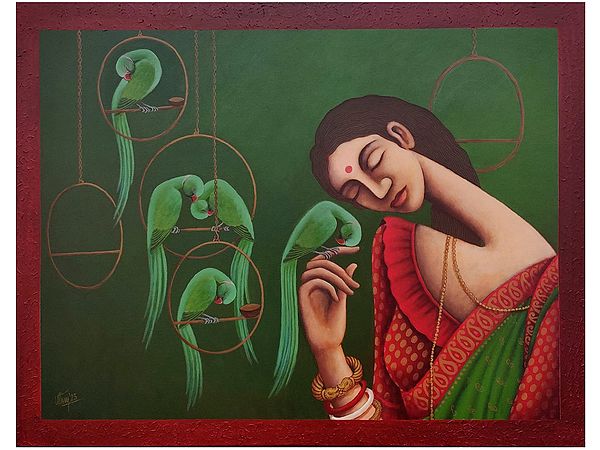 Antarmal (Dreams of) Inner Palace | Acrylic on canvas | Uttam Bhattacharya