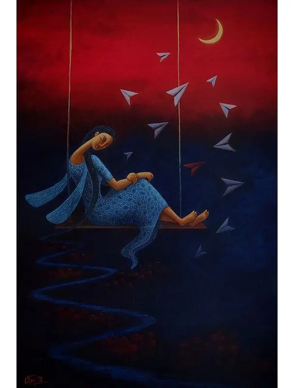 Flying Dreams | Acrylic on canvas | Uttam Bhattacharya