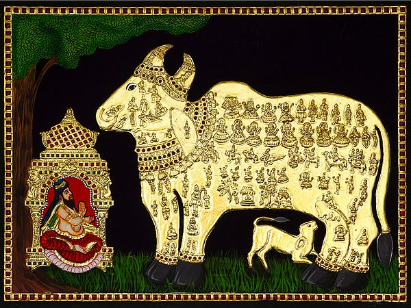 Kamdhenu | Tanjore Painting by My Angadi