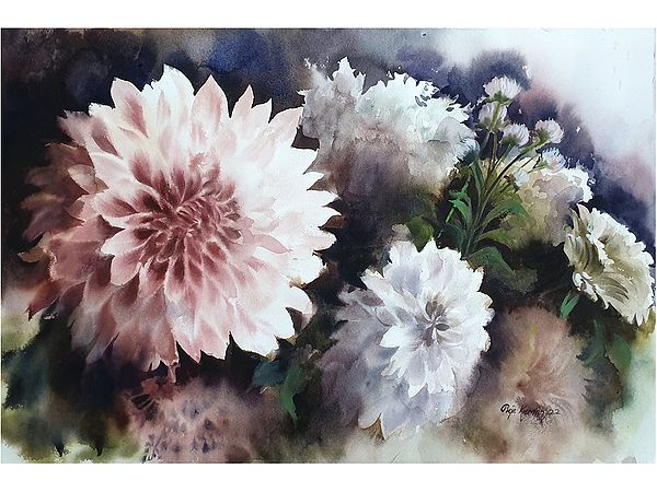 Bloomed Flower Painting | Watercolor Painting on Paper by Puja Kumar