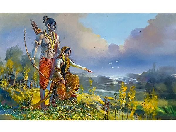 Rama And Sita In Vanvas | Acrylic Painting On Canvas | By Bijay Biswaal