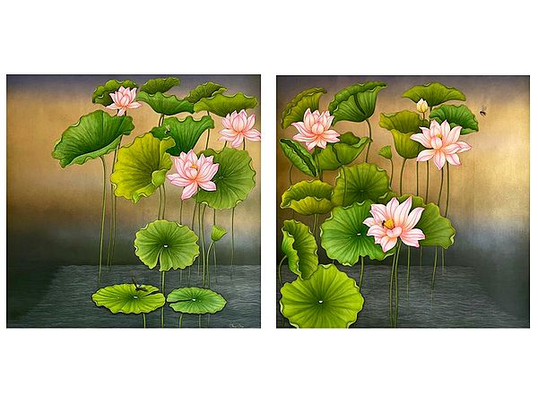 Lotus Flower Painting (2 Separate Panels) | Watercolor Art | By Shammi Bannu Sharma