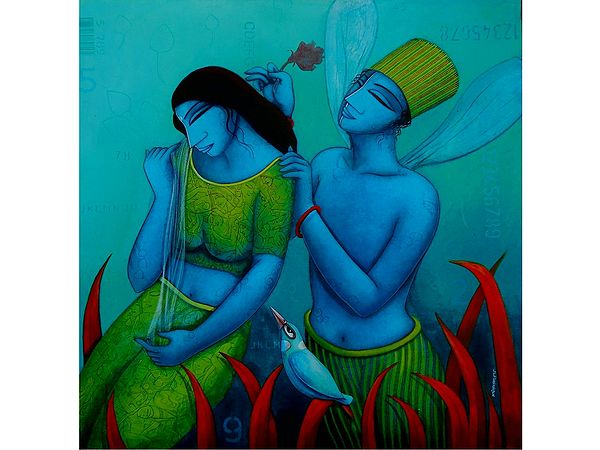 Romantic Enchantment Of Couple | Acrylic On Canvas | By Samir Sarkar