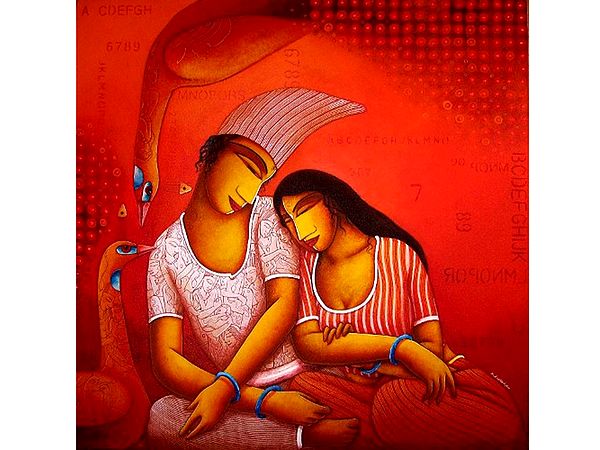 Loving Couple Art | Acrylic On Canvas | By Samir Sarkar