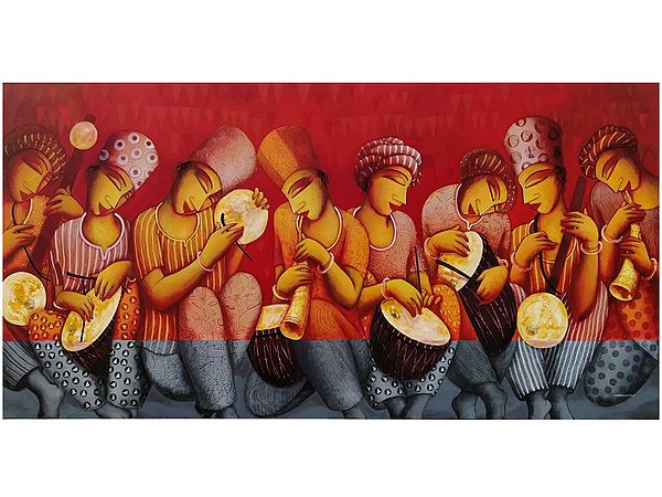 Tribal Musicians Acrylic Painting | On Canvas | By Samir Sarkar