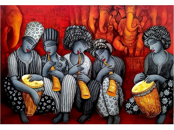 Rhythm Of Musical Instruments | Acrylic On Canvas | By Samir Sarkar