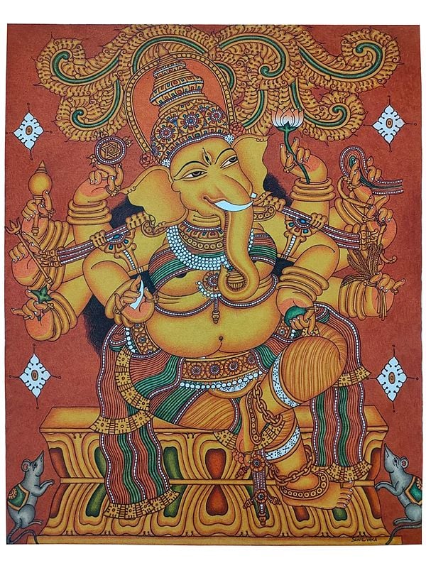 Dashabhuja Ganapati | Painting by Sunil Vaka