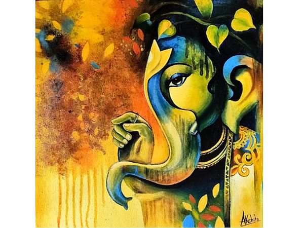 Abstract Ganapati | Acrylic On Canvas | Akshita Makhija
