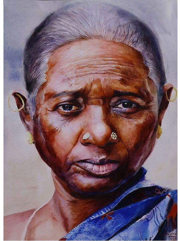 Rural Indian Lady | Watercolor On Paper | By Navneeth