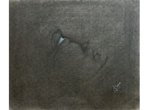 Intense Thoughts (With Frame) | Charcoal And Pastel On Paper | By Sukanya Sarkar