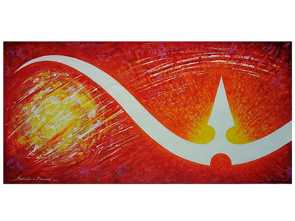 Trishul Of Shiva | Acrylic On Canvas | By Santosh Narayan Dangare