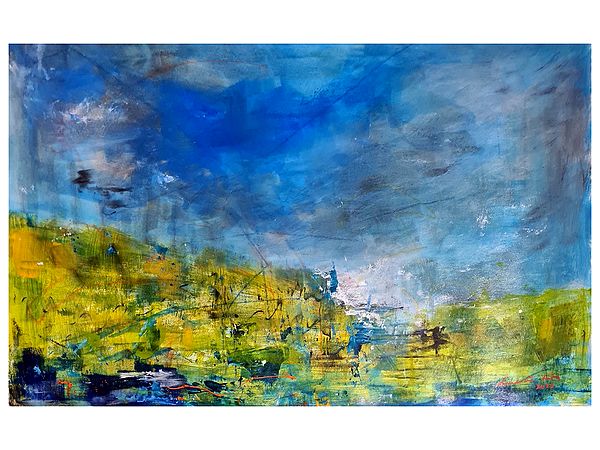 Under A Blue Sky | Acrylic Charcoal And Oil Pastel On Treefree Paper | By Suchitra Lata