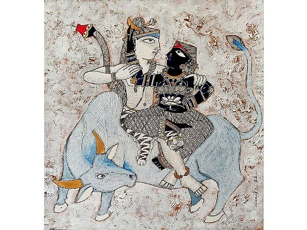 Shiva Parvati | Painting By Samik De