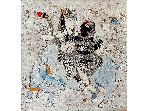 Shiva Parvati | Painting By Samik De
