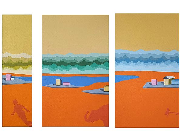 Beautiful Beach Abstract (Set Of 3 Panels) | Acrylic On Canvas | By Mahima