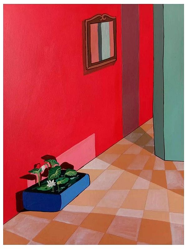 Planter in The Room | Acrylic on Canvas | By Mahima
