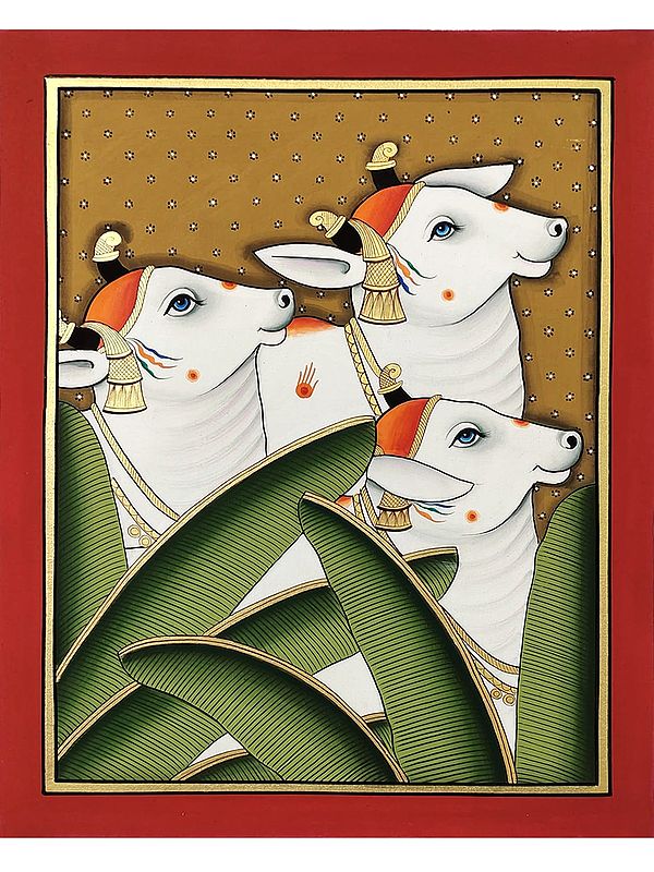 Pichwai Cows Painting | Natural Color on Cloth | By Jagriti Bhardwaj