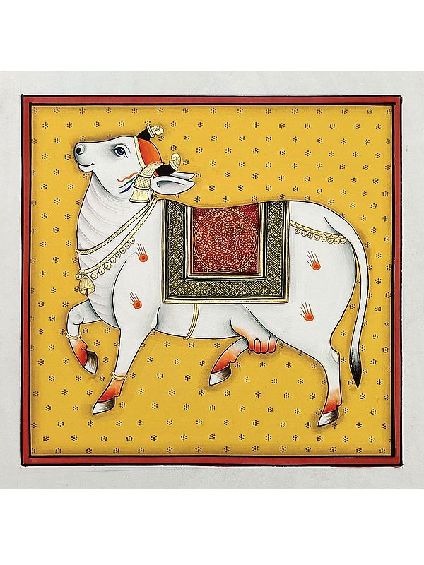 Kamdhenu Cow | Natural Color On Cloth | By Praveen Munot