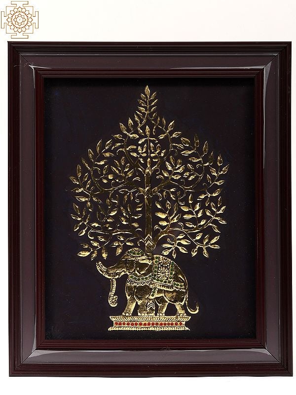 Airavat Under Kalpavriksha | Framed Tanjore Painting