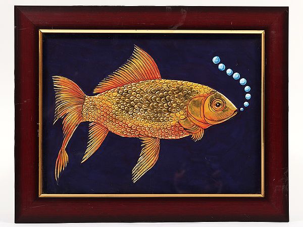 15" Framed Goldfish | Tanjore Painting