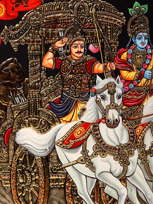 Krishna Drives Arjuna's Chariot in The Mahabharata (Geeta Upadesha
