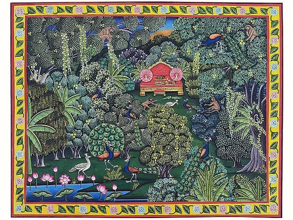 Nidhivan Beautiful View | Poster Color On Fabric | By Hema Minakshi