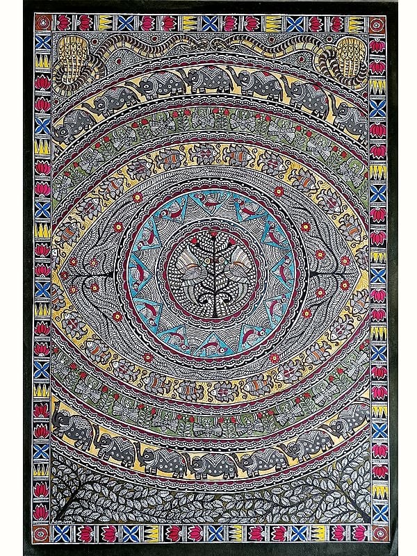 The Eye Of Mother - Madhubani | Acrylic On Handmade Paper | By Hema Minakshi