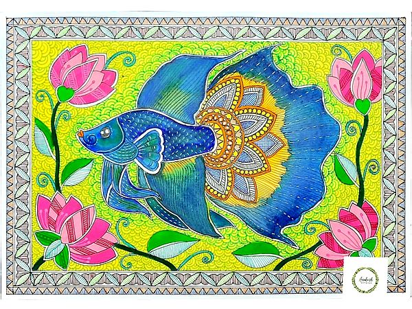 Mithila Fish Paintings | Watercolor on Paper | By Chetansi