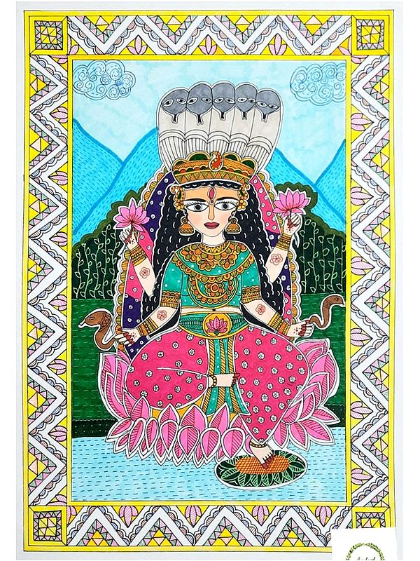 Manasa Devi - Mithila Painting | Watercolor on Paper | By Chetansi