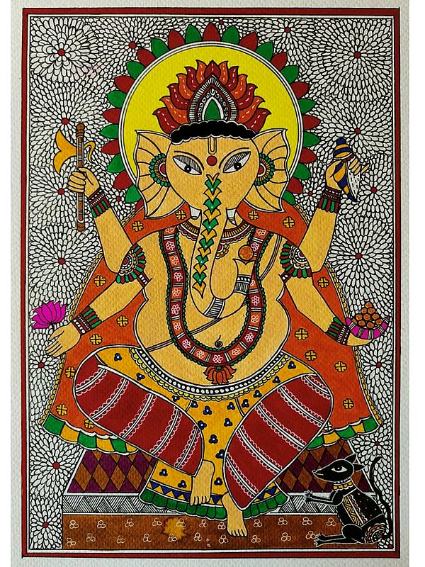 Lord Ganesha | Acrylic Color and Black Pigment Pen on Paper | By Sneha Gupta