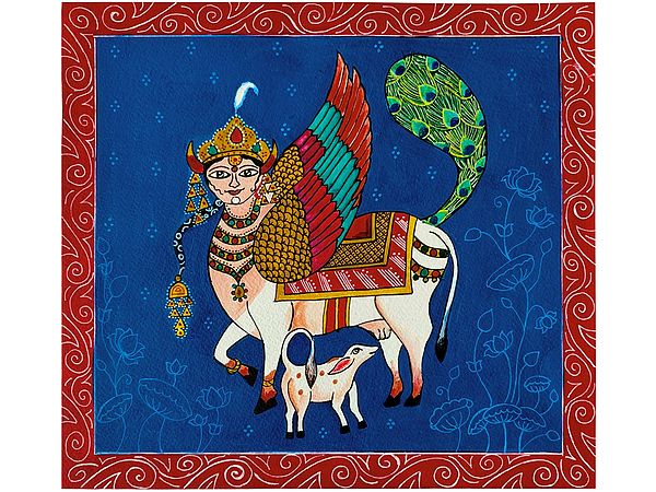 Goddess Kamdhenu | Acrylic Color on Paper | By Sneha Gupta