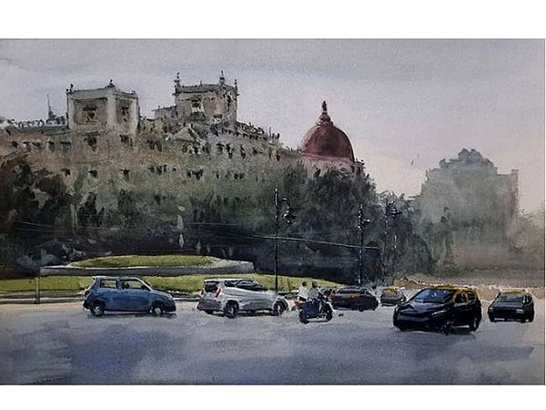 Kolkata Traffic Route | Watercolor On Paper | By Sagnik Sen