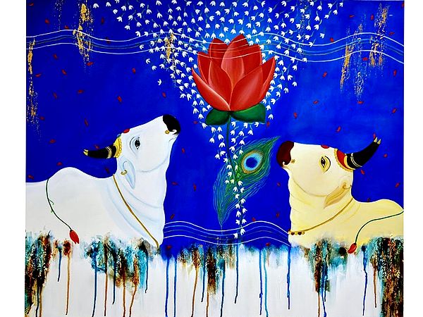 Kamdhenu - Bond Of Love | Acrylic On Canvas | By Asmita Patil