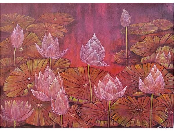 Lotus Lake | Painting By Atin Mitra