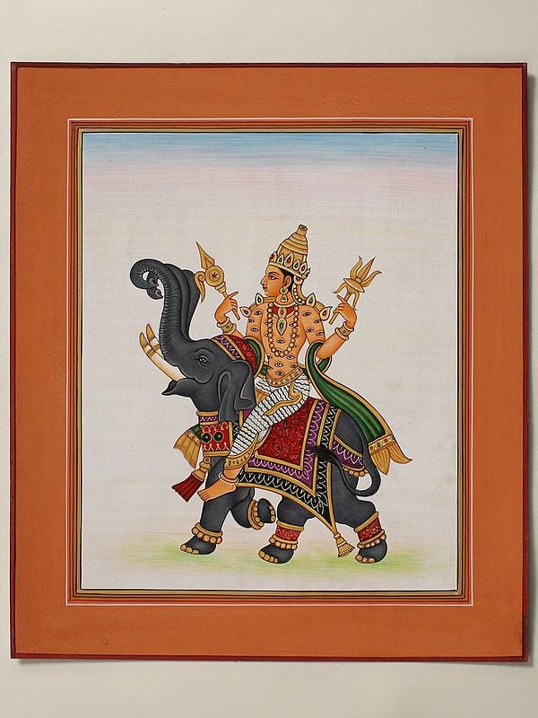 Indra with Thousand Eye Seated on Airavat