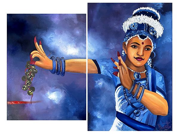 Nrityakala (Set of Two Paintings) | With Frame | Painting by Gurpreet Kaur