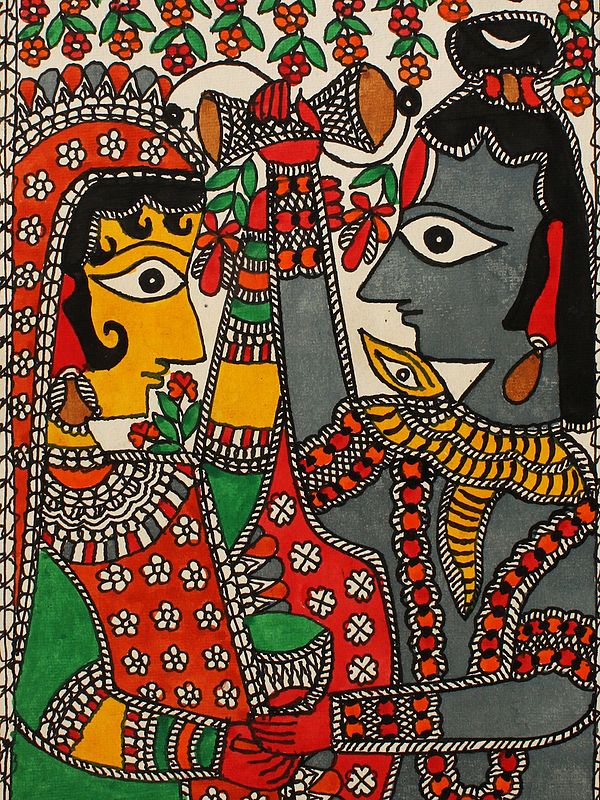 Shiva Parvati | Madhubani Painting | Exotic India Art