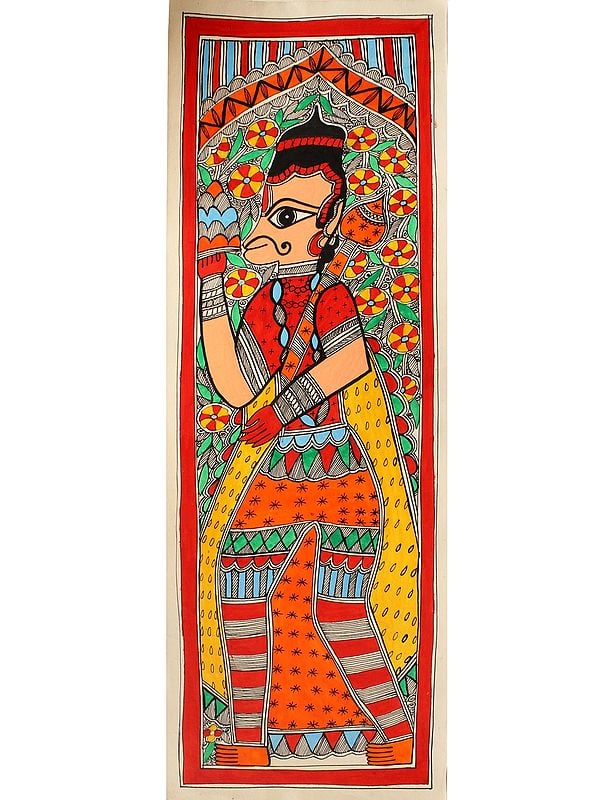 Standing Lord Hanuman | Madhubani Painting