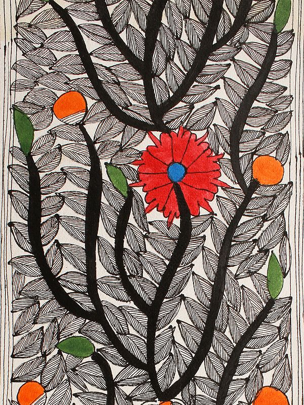 Flowers Madhubani Painting Exotic India Art