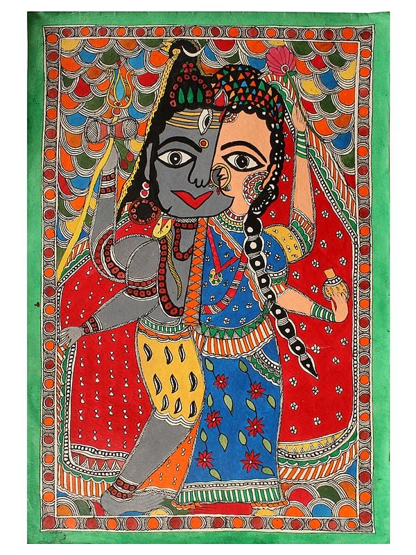 Ardhanarishvara Standing | Madhubani Painting