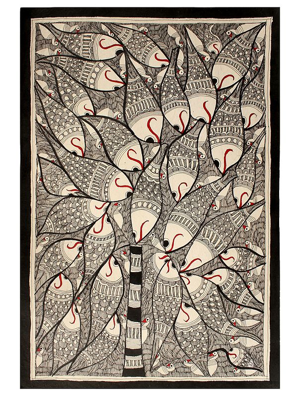 Multiple Fishes Tree | Madhubani Painting