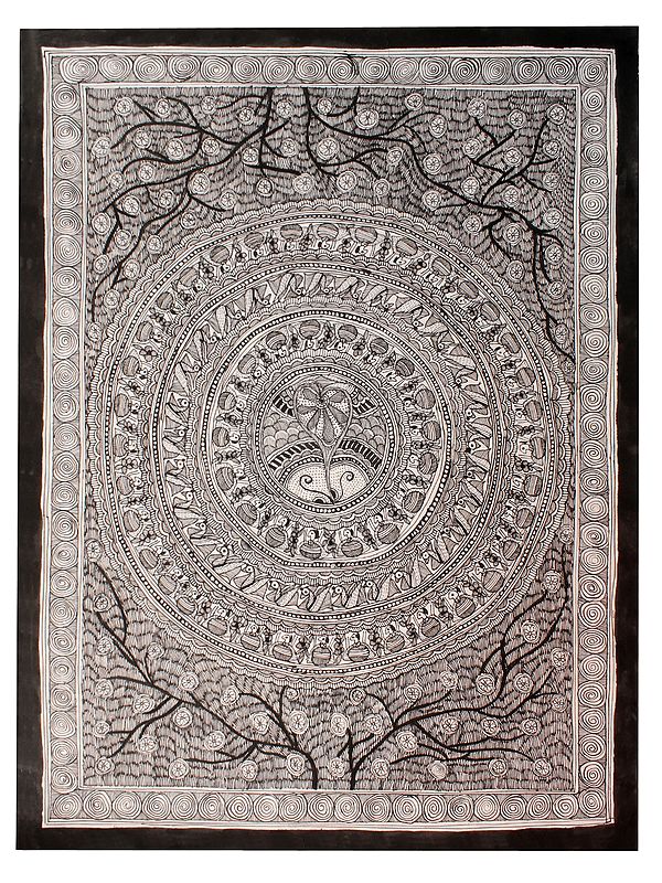 Detailed Mandala Art With Branches | Madhubani Painting