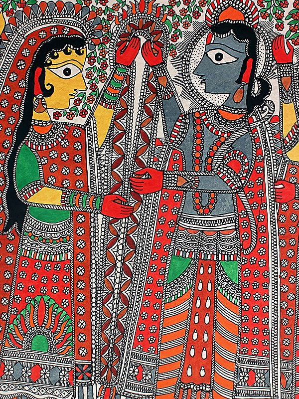 Sita Rama Jaimala | Madhubani Painting | Exotic India Art