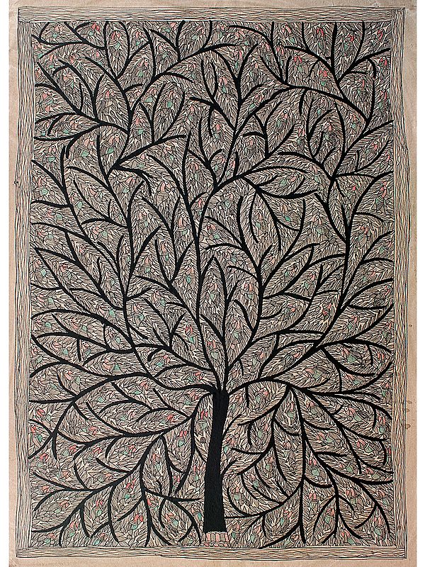 Tree Of Life Full Of Birds | Madhubani Painting