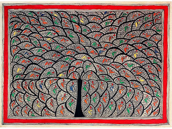 Dense Tree Of Life | Madhubani Painting