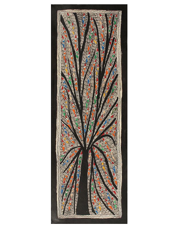 Tree of Life with Perched Birds | Madhubani Painting