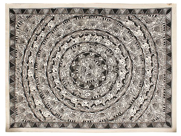 Black and White Mandala Art | Madhubani Painting