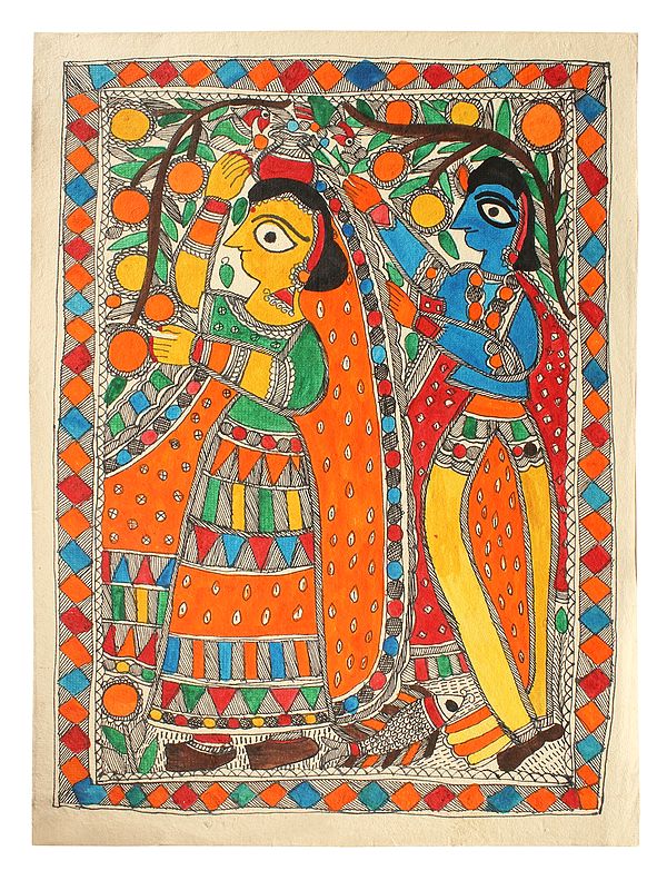 Radha Krishna - Mithila Art | Madhubani Painting